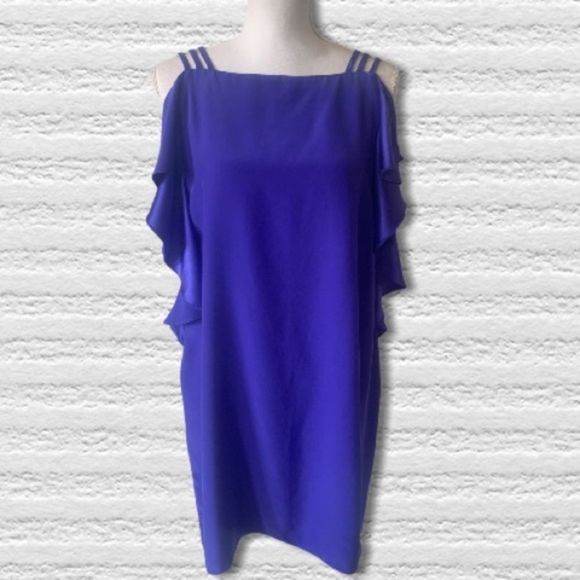 Amanda Uprichard Silk Cold Shoulder  Ruffle Dress - Picture 1 of 7